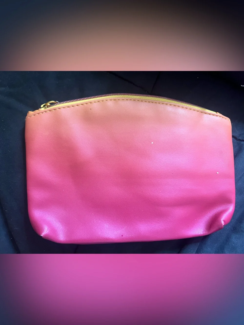 ipsy Orange to Pink Ombre 'PEACE LOVE lipstick' Cosmetic Pouch